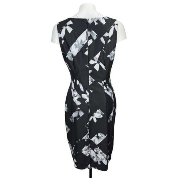 KARL LAGERFELD Paris Floral Ruched Sheath Dress Women's Sz 10 - Picture 4 of 5